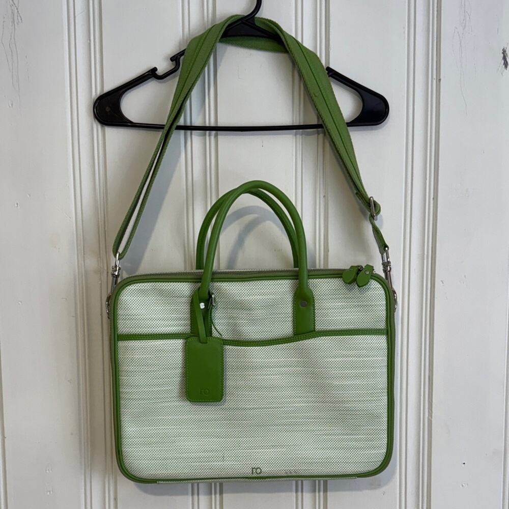 Ro Lulu lime green designer messenger laptop carry on bag purse briefcase
